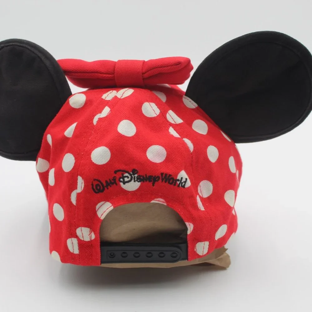 Minnie Mouse Red White Polka Dots Baseball Cap Hat Walt Disney World Size Youth